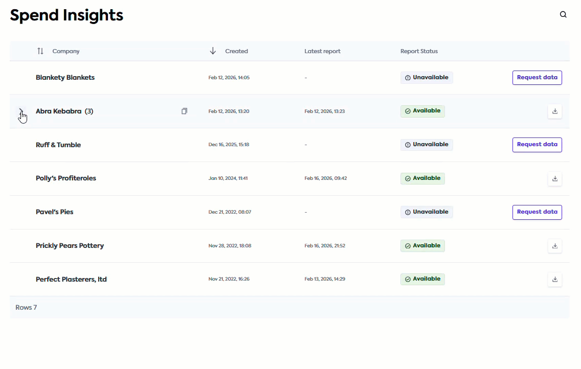 Improved Spend Insights report generation interface
